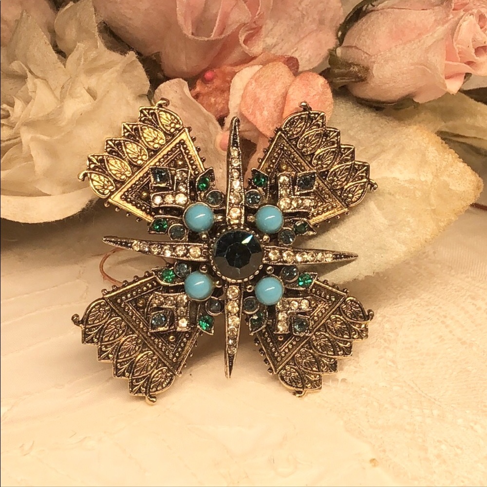 VNTG ART Blue Maltese cross Brooch/ Pendant Maltese cross brooch - Picture 11 of 12